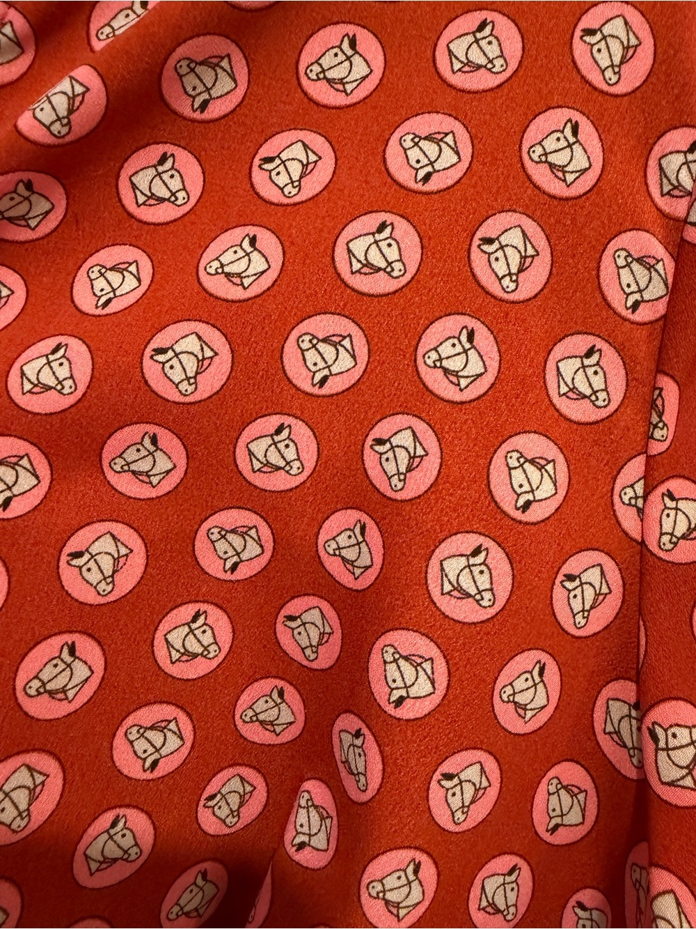 Topshop Horse Coin Print Long Sleeve Asymmetric Midi Dress Rust Orange Size 10 - Picture 8 of 13